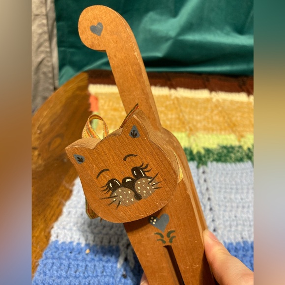 Accents | Vintage Primitive Rustic Painted Wood Kitty Cat | Poshmark